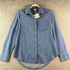New A New Approach denim shirt‎ size XS  button denim light blue blouse